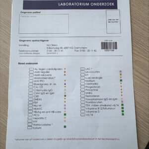 Nij Clinics laboratoriumonderzoek formulier + transport semen